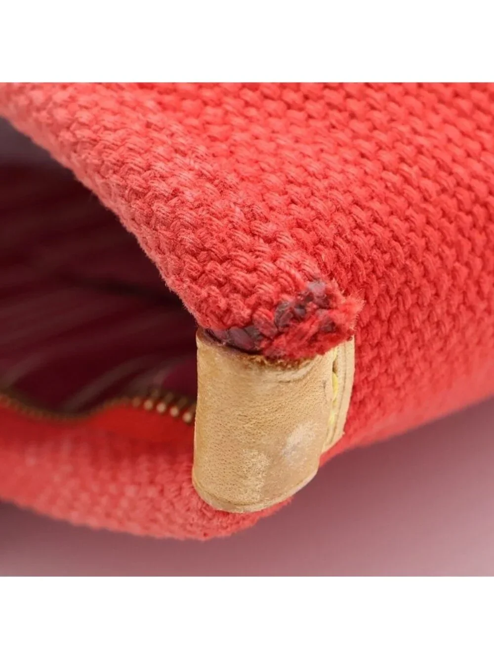 Louis Vuitton Antigua Cabas MM Rose Tote Red Canvas Gold